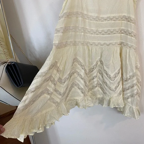 Free People Intimately Voile and Lace Boho Trapeze Cream Mini Hippie dress - Picture 7 of 13